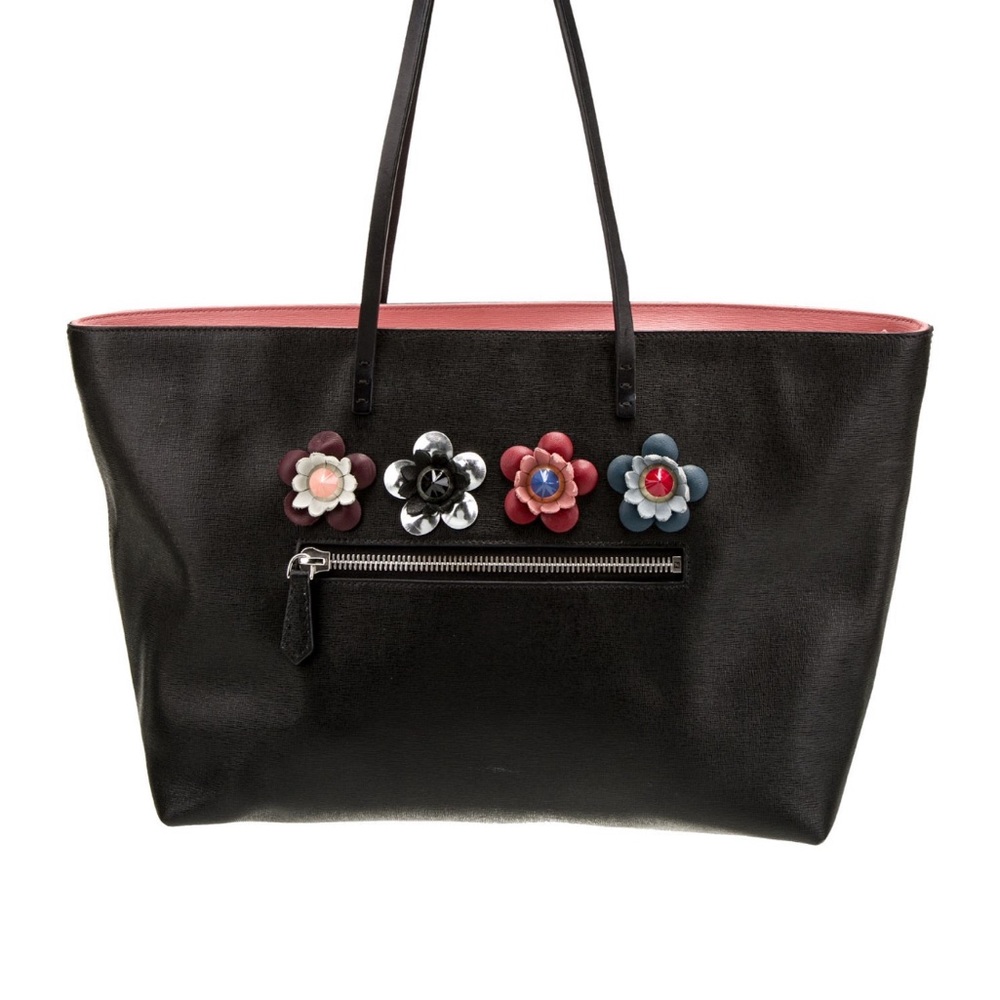 Fendi Floral Embellished Black Handbag